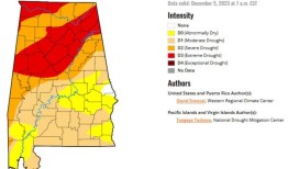 阿拉巴马州部分地区的干旱情况有所缓解，但该州大部分地区仍然过于干旱