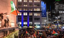 数千人聚集在纽约举行亲巴勒斯坦抗议活动